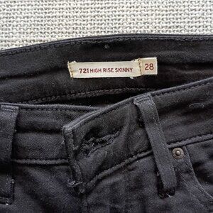 Women's Black LEVI'S 721 High Rise Skinny Jeans Stretch Denim Size 28